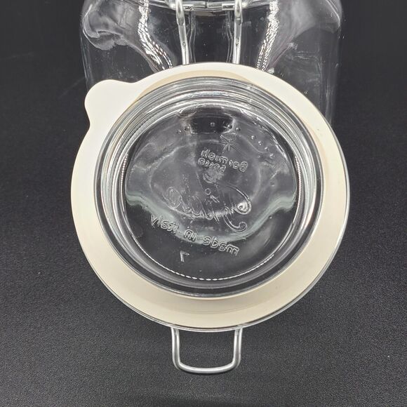 Fido Bormioli Rocco Wire Hinged Clear Glass 1L Jar Made in Italy - Picture 4 of 6